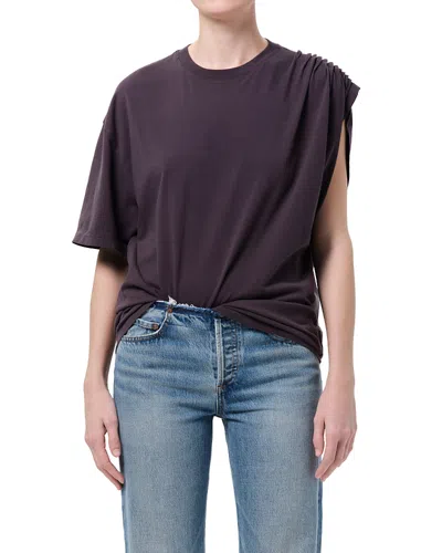 Agolde Roma Oversized One Shoulder T Shirt In Blue