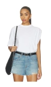 Agolde Souline Ruched Sleeve T-shirt In White