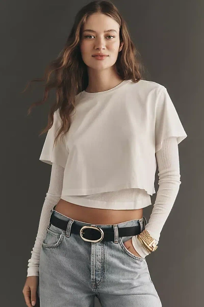 Agolde Romily Layered Long-sleeve Organic Cotton T-shirt Top In White