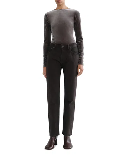 Agolde Romney Mid Rise Vintage Straight Jeans In Deep Roast In Black