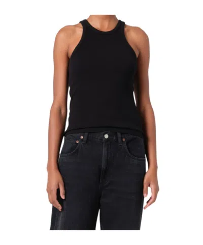 Agolde 'rayne Tank' Black Cotton-blend Top