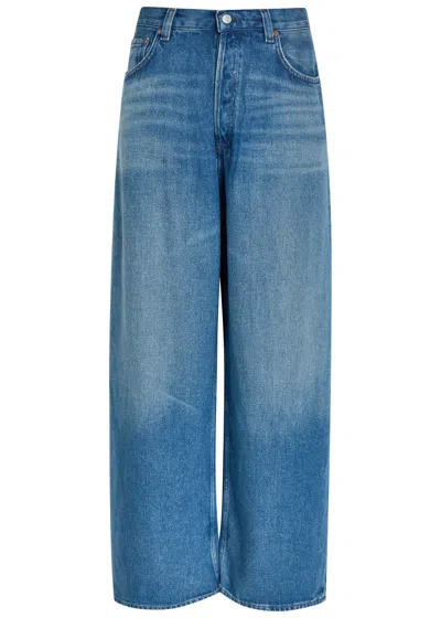 Agolde Rounded Baggy Wide-leg Jeans In Blue