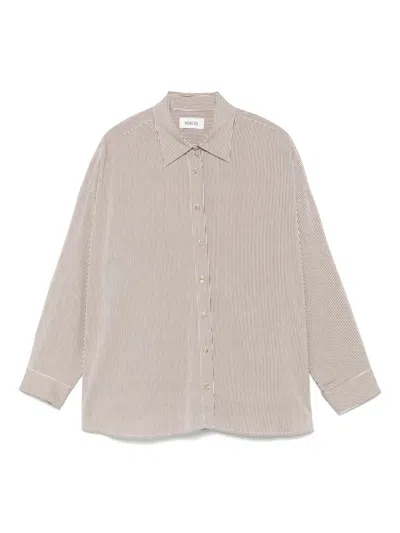 Agolde Roux Striped Woven Shirt In Brown