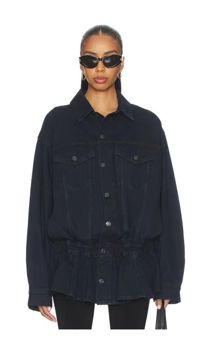 Agolde Peplum Denim Jacket In Black