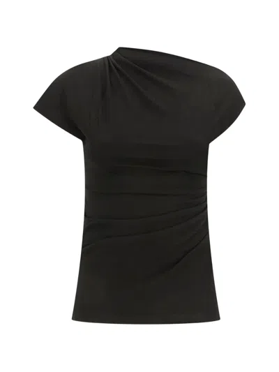 Agolde Ruched Asymmetric-neck Top In Blue