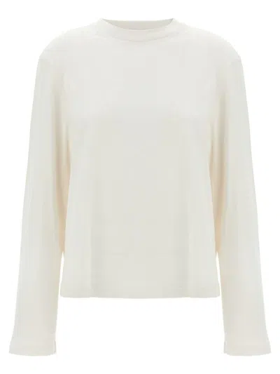 Agolde 'runa' White Crewneck T-shirt With Dropped Shoulders