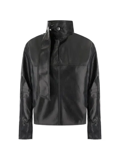 Agolde Scarf-detail Panelled Jacket In Black