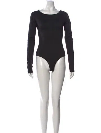 Pre-owned Agolde Scoop Neck Long Sleeve Bodysuit In Black