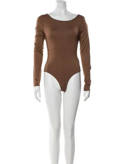 Pre-owned Agolde Scoop Neck Long Sleeve Bodysuit W/ Tags In Brown