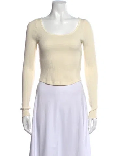 Pre-owned Agolde Scoop Neck Long Sleeve Crop Top In Neutrals