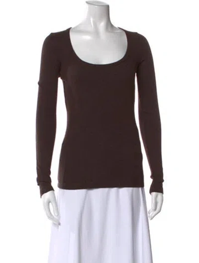 Pre-owned Agolde Scoop Neck Long Sleeve Top In Brown