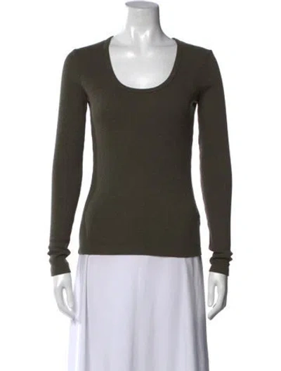 Pre-owned Agolde Scoop Neck Long Sleeve Top In Green