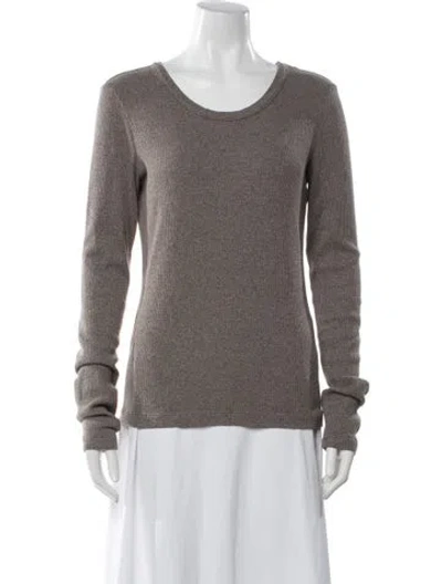 Pre-owned Agolde Scoop Neck Long Sleeve Top In Neutral