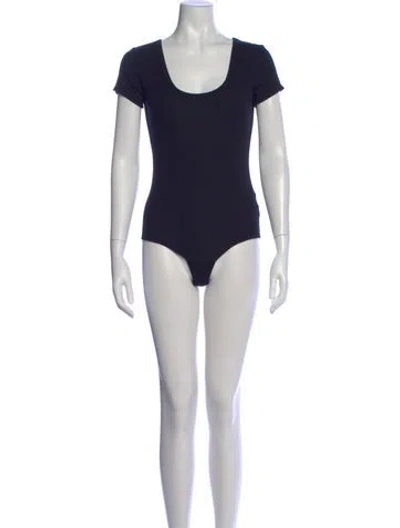 Pre-owned Agolde Scoop Neck Short Sleeve Bodysuit In Blue