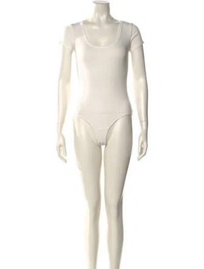 Pre-owned Agolde Scoop Neck Short Sleeve Bodysuit In Neutral