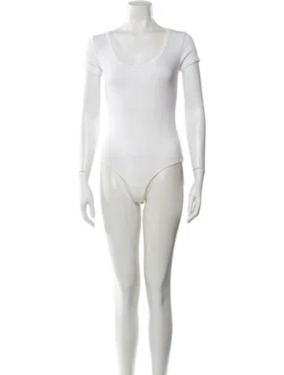 Pre-owned Agolde Scoop Neck Short Sleeve Bodysuit In White