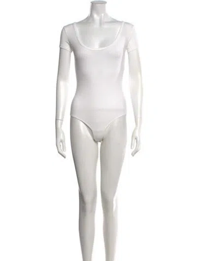 Pre-owned Agolde Scoop Neck Short Sleeve Bodysuit In White