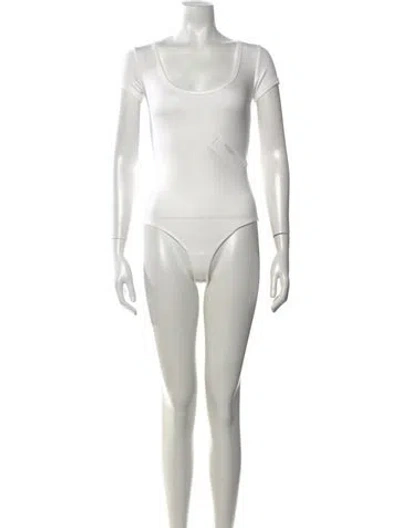 Pre-owned Agolde Scoop Neck Short Sleeve Bodysuit In White
