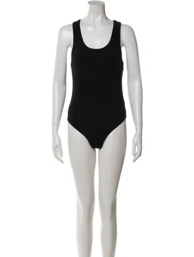 Pre-owned Agolde Scoop Neck Sleeveless Bodysuit In Black