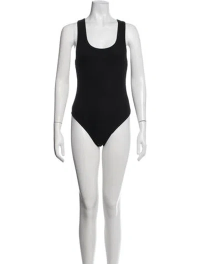 Pre-owned Agolde Scoop Neck Sleeveless Bodysuit In Black