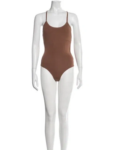 Pre-owned Agolde Scoop Neck Sleeveless Bodysuit In Brown