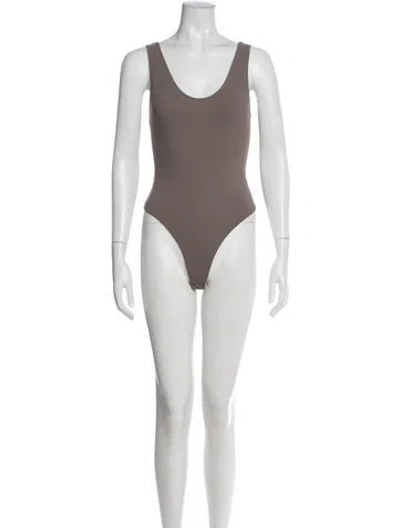 Pre-owned Agolde Scoop Neck Sleeveless Bodysuit In Gray