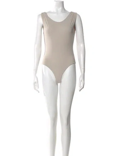 Pre-owned Agolde Scoop Neck Sleeveless Bodysuit In Neutrals