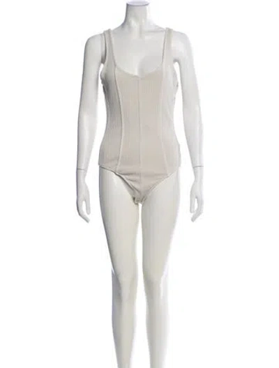 Pre-owned Agolde Scoop Neck Sleeveless Bodysuit W/ Tags In Neutral