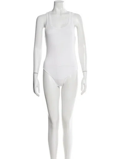 Pre-owned Agolde Scoop Neck Sleeveless Bodysuit In White