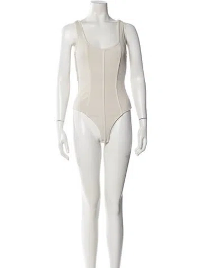 Pre-owned Agolde Scoop Neck Sleeveless Bodysuit In White