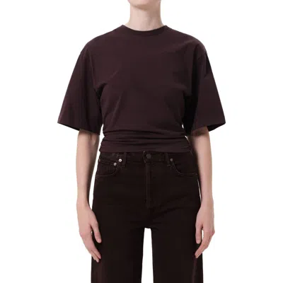 Agolde Shari Cotton T-shirt In Brown