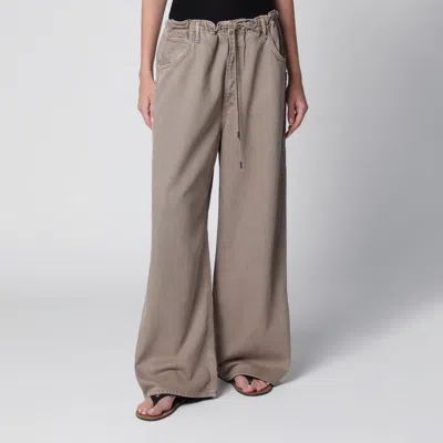Agolde Shaw Flyweight Drawstring Wide-leg Jeans In Brown In Gray