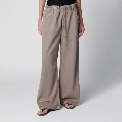 Agolde Shaw Flyweight Drawstring Wideleg Jeans In Brown