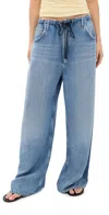 Agolde Shaw Drawstring Wide Leg Jeans In Script In Blue