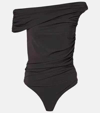 Agolde Sherilyn Off-shoulder Bodysuit In Black