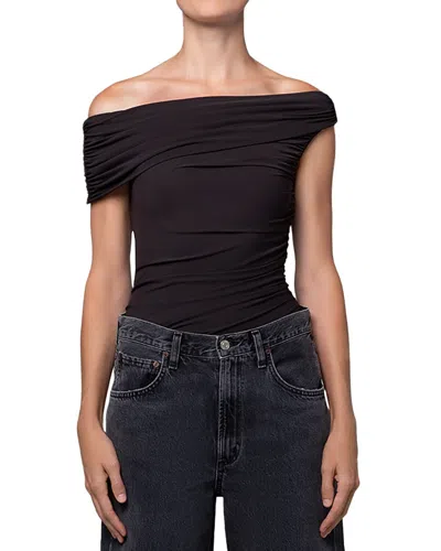 Agolde Sherilyn Off The Shoulder Bodysuit In Black