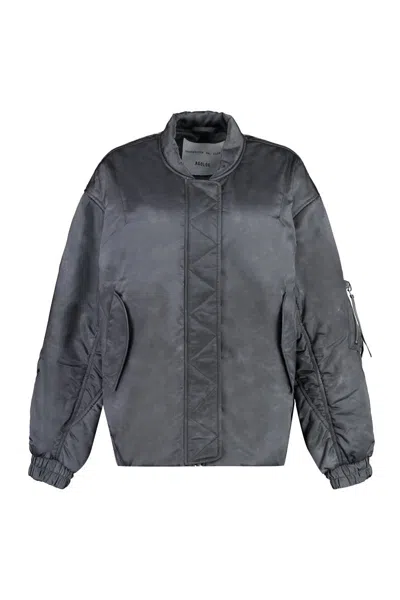 Agolde Shoreditch Ski Club X  - Nisa Nylon Bomber Jacket In Grey