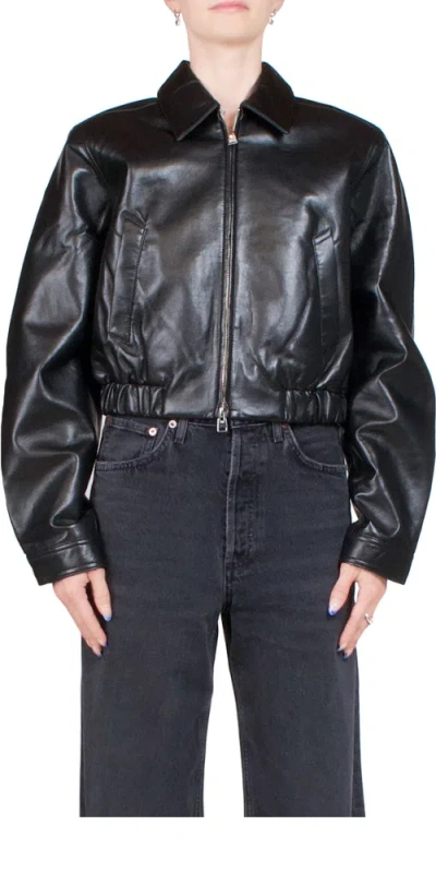 Agolde Shoreditch Ski Club X  Essie Recycled Leather Jacket In Black