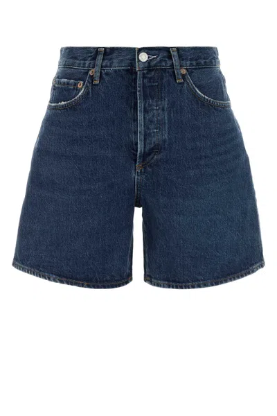 Agolde Short Denim Shorts In Blue