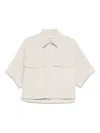 Agolde Short Shirt In Beige Denim With Pockets In Beige