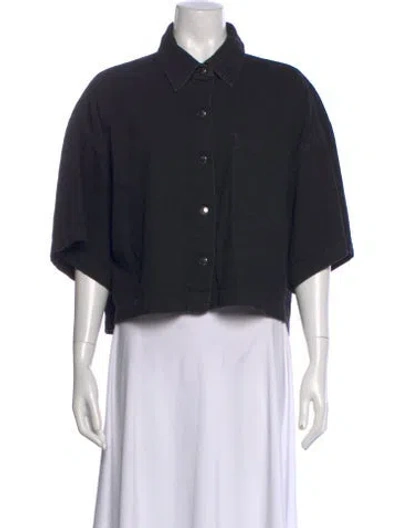 Pre-owned Agolde Short Sleeve Crop Top In Black