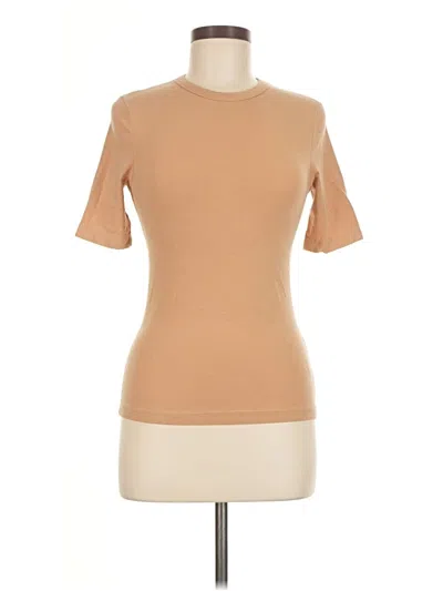 Pre-owned Agolde Short Sleeve Top Tan Crew Neck Tops In Brown