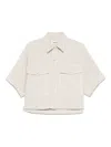 Agolde Short Shirt In Beige Denim With Pockets In Nude