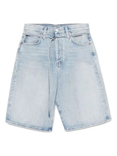 Agolde Five-pocket Denim Shorts In Blue