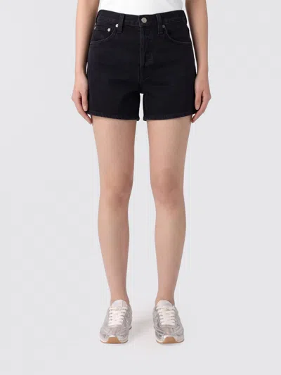 Agolde Parker Lng Loose Fit Vnt Short In Black
