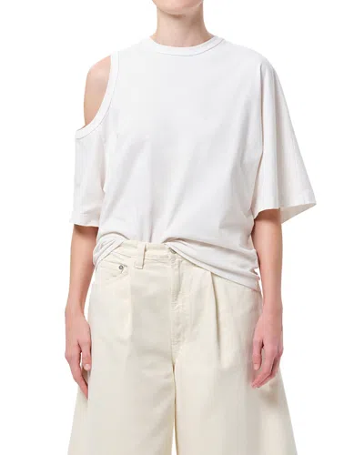 Agolde Shoulder Cut Out T-shirt In White Ash
