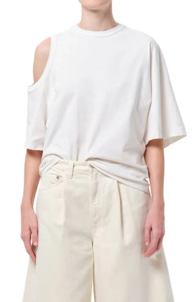 Agolde Shoulder Cutout Cotton T-shirt In White