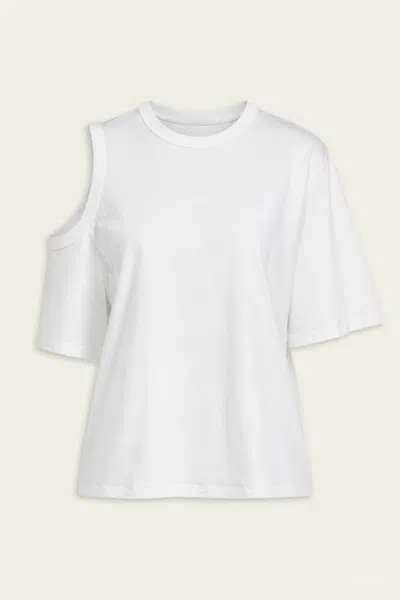 AGOLDE SHOULDER CUT-OUT T-SHIRT IN WHITE ASH