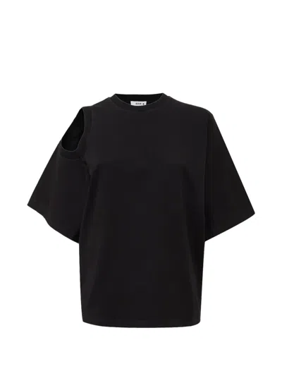Agolde Shoulder Cut-out T-shirt In Black