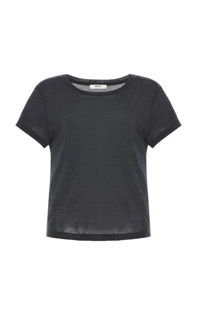Agolde Shrunken Cotton T-shirt In Grey